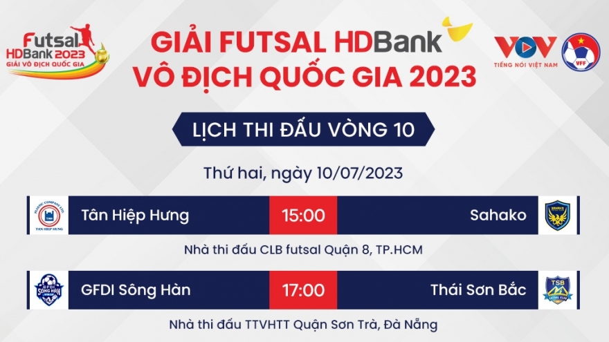 Lịch thi đấu Futsal HDBank VĐQG 2023 hôm nay 10/7: Sahako gặp Tân Hiệp Hưng